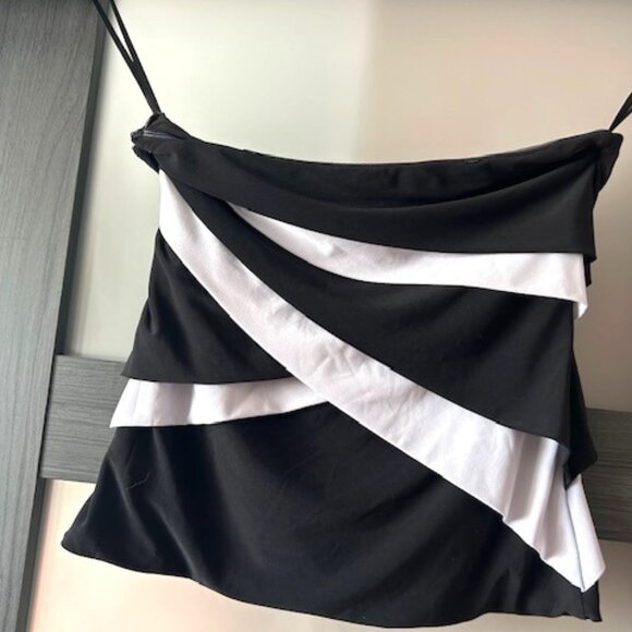 Strapless Black and white top with side zipper - Picture 1 of 4